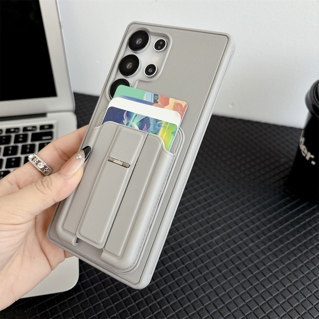 Pebbled หนังมัลติฟังก์ชั่นผู้ถือบัตรเคสโทรศัพท์สําหรับ Samsung Galaxy S23 S24 S25 S26 Plus S23FE S24FE S25FE S23 Ultra S24 Ultra S25 Ultra กันกระแทกซิลิโคน Hard Case
