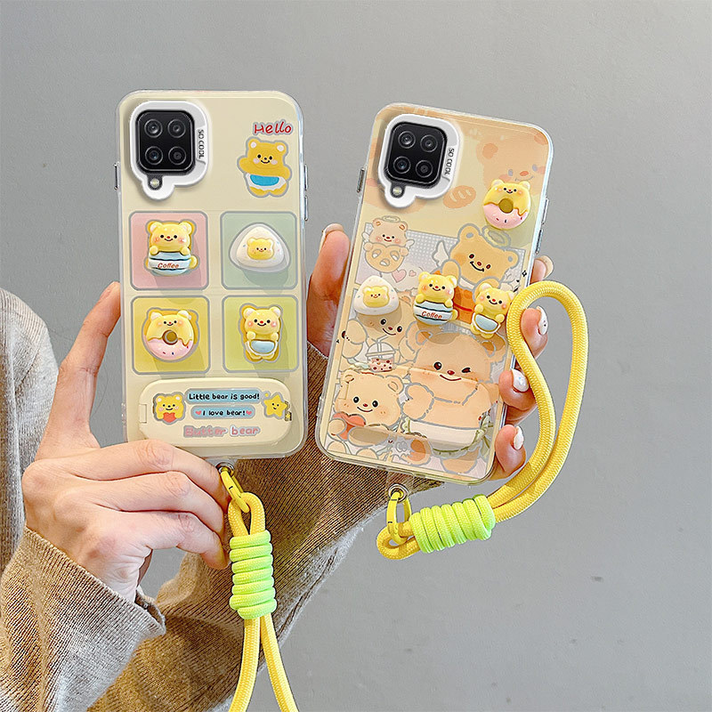SAMSUNG กรณีSamsung A12 4G 5Gสําหรับกรณีที่มีสร้อยข้อมือกรณีฮาร์ดที่มีสีสันและประกายเคส BB-CYJZ