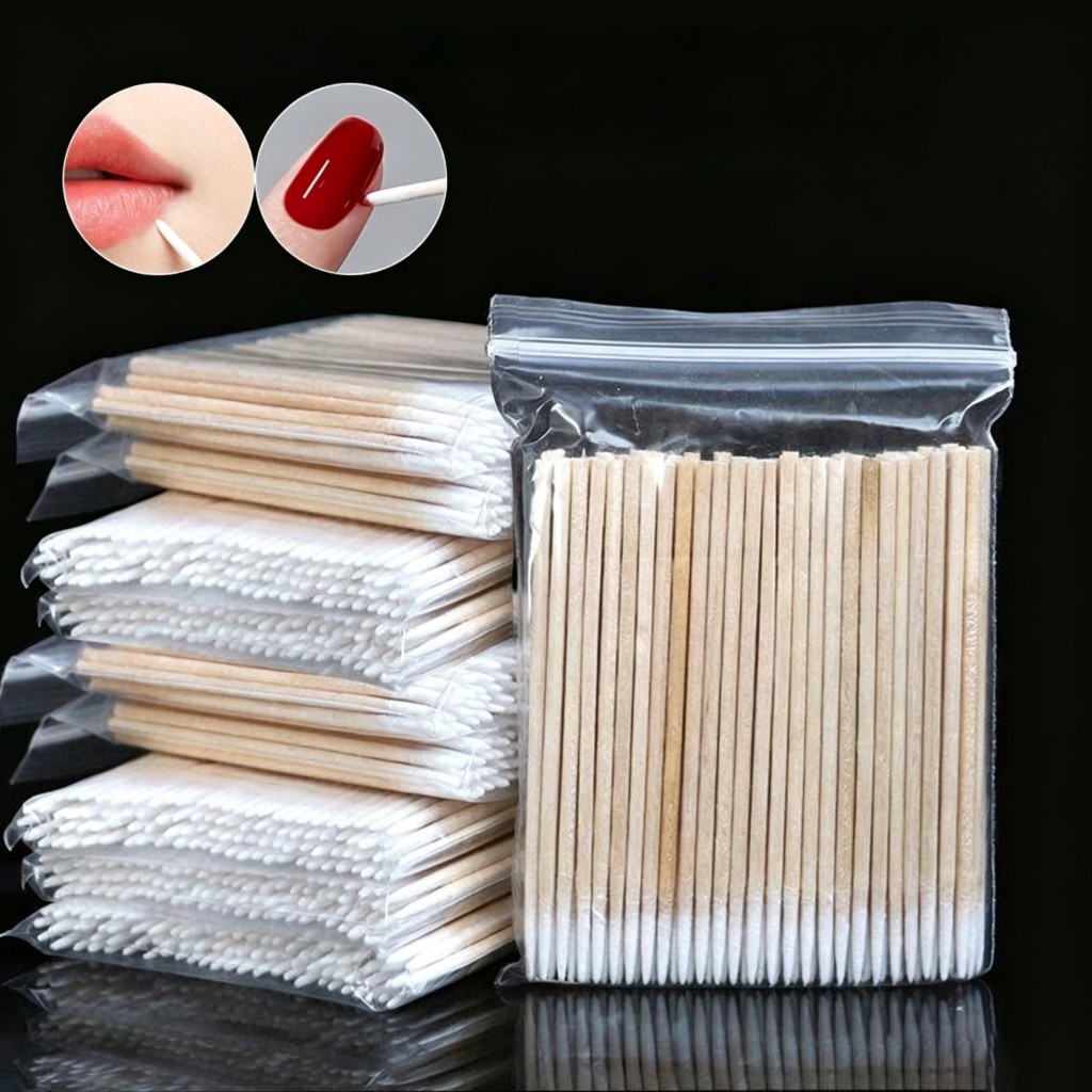 LoomLab ก้านสำลีปลายแหลม (คัตตอนบัต หัวแหลม) สำหรับเช็ดเล็บ แต่งหน้า 100แท่ง/ซอง ราคาถูกสุดๆ