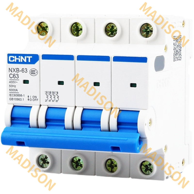 4P 4P 4P Chnt CHINT NXB-63 4P AC 230/400V Miniature Circuit Breaker C 6 10 16 20 25 32 40 63A ป้องกั
