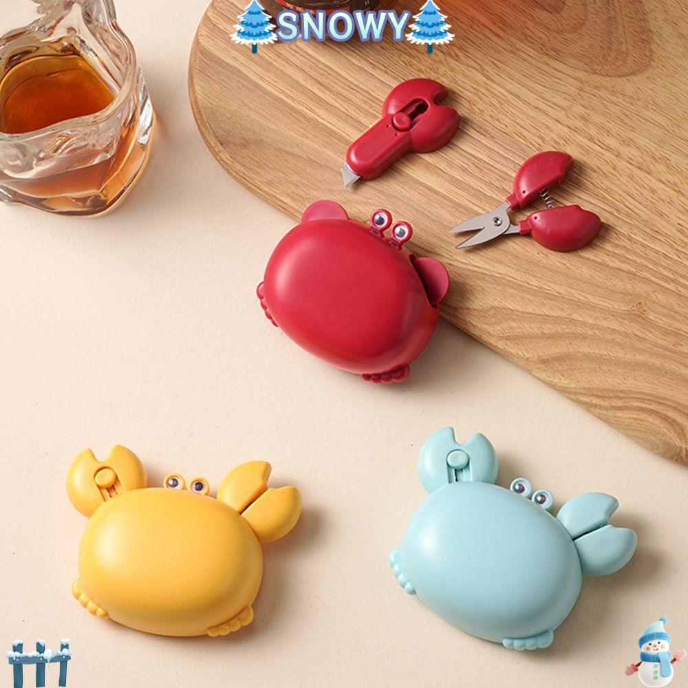 SNOWY Crab ที่เปิดขวด, พร้อม Mini Scissors & Box Cutter การ์ตูนปูที่เปิดขวดแม่เหล็ก 4-in-1 ใช้ในบ้าน