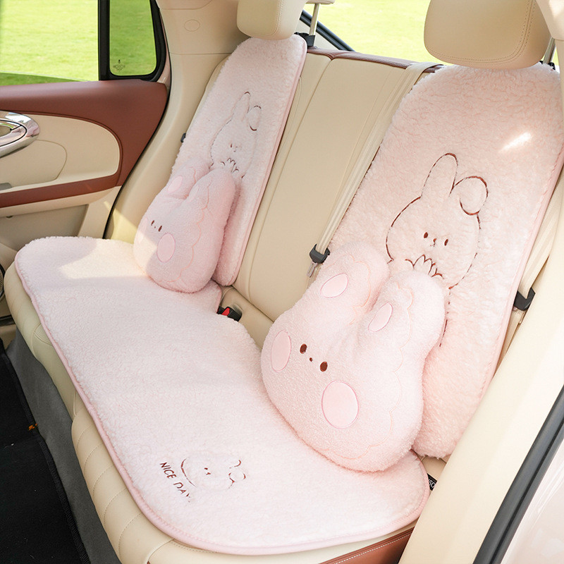 Car Seat Cushion Autumn and Winter Plush Cute Rabbit Car Warm Non-Slip Seat Cover Creative Cartoon C