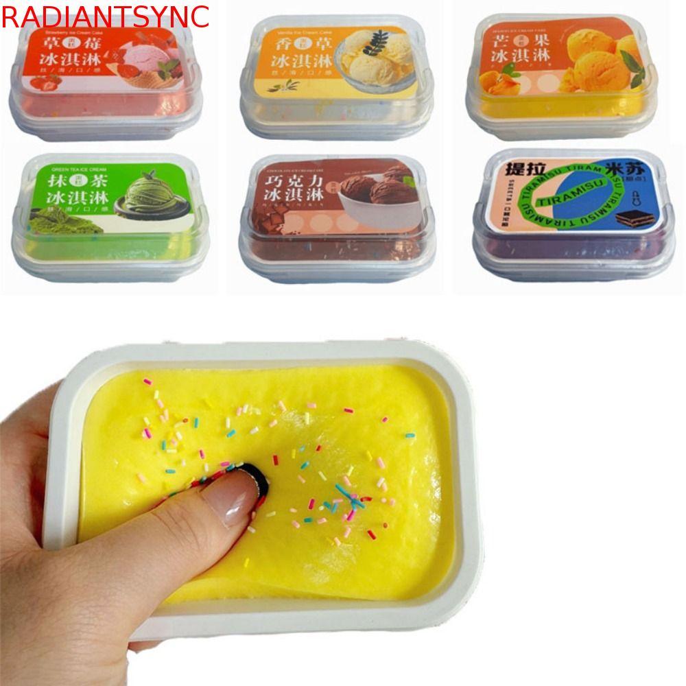 RADIANTSYNC Sticky Box Cake Squishy Toy, ขนมปังเด้งช้ารูปจําลองขนมปังบีบของเล่น, นวด 3D เค้กหยิกนุ่มของเล่นบีบอัดของเล่นโต๊ะทํางาน