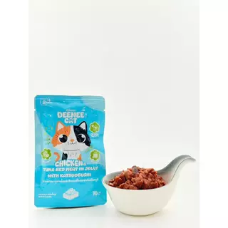 [ 12 ซอง ] อาหารเปียกแมวแบบซองขนาด 70g Deenee cat ไม่เติมเกลือ สูตรเกรนฟรี อร่อยเด้งในเยลลี่ สำหรับลูกแมว 2 เดือนขึ้นไป