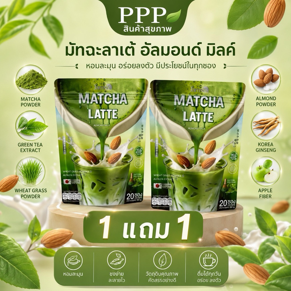 Matcha Latte🍵ชาเขียวมัทฉะลาเต้ สูตรพรีเมี่ยมเข้มข้นชาเขียวเกรดพรีเมี่ยมนำเข้าจากประเทศญี่ปุ่น