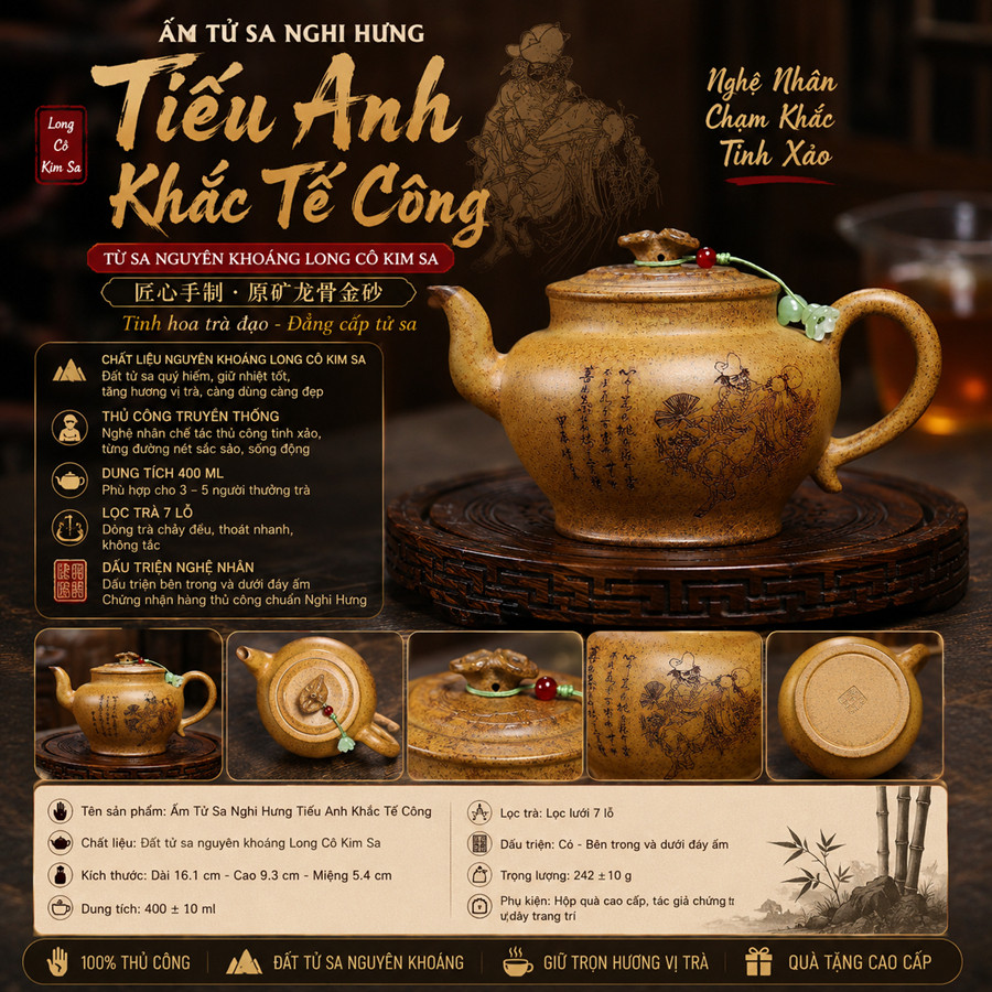 กาต้มน้ํา Zi Sha NGHI HUNG TIEN ANH CARPLY EXCESSING 400ML – NGUYEN LONG CO KIM SA MINERAL - ดอกไม้ช