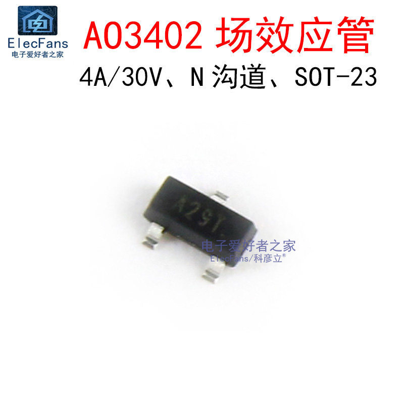 ((20 ชิ้น) AO3402 4A/30V Patch Field Effect Tube A29T A01T MOSFET Triode SOT-23