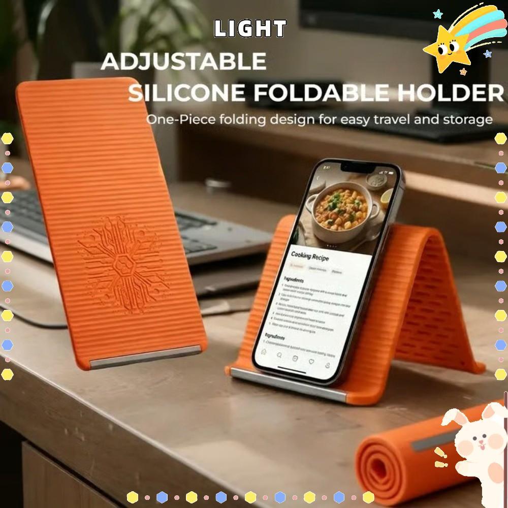 LIGHT ที่วางโทรศัพท์ซิลิโคนแบบพับได้ ขาตั้งปรับได้หลายมุม พกพาสะดวก กันลื่น สําหรับสํานักงาน