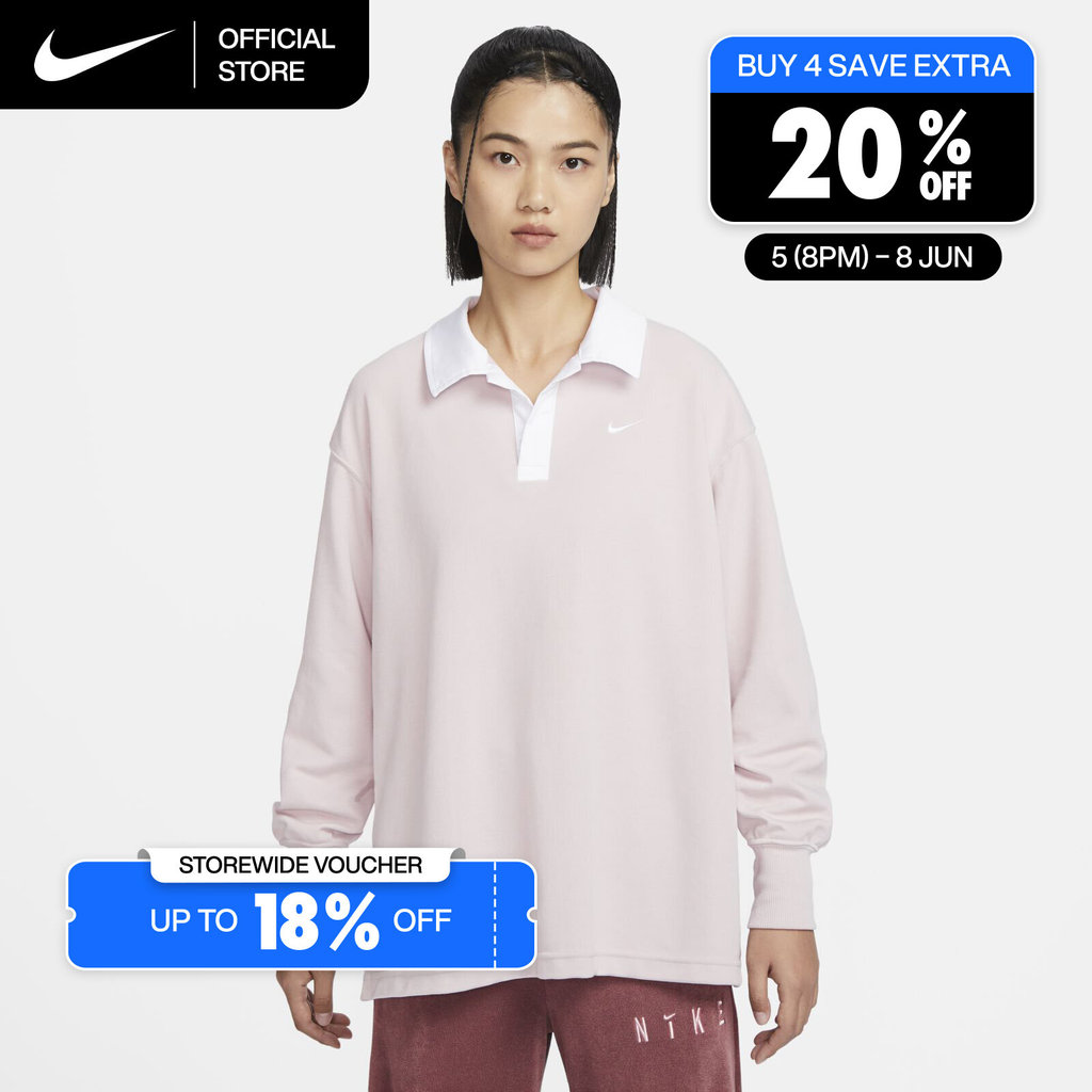 Nike Women's Sportswear Essential Oversized Long-Sleeve Polo - Platinum Violet [FB8721-019]