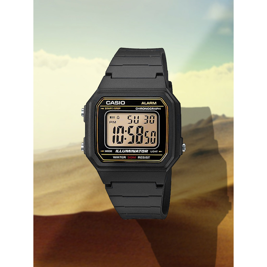 Casio/Casio Simple Daily Casual Couple Retro Student Square นาฬิกาอิเล็กทรอนิกส์ W-217H-9A