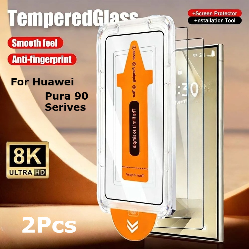 2 ชิ้นกระจกนิรภัยสําหรับ Huawei Pura 90 Pro Max/Pura 90 Pro/Pura90 ป้องกันหน้าจอ Featuring อัตโนมัติกําจัดฝุ่น