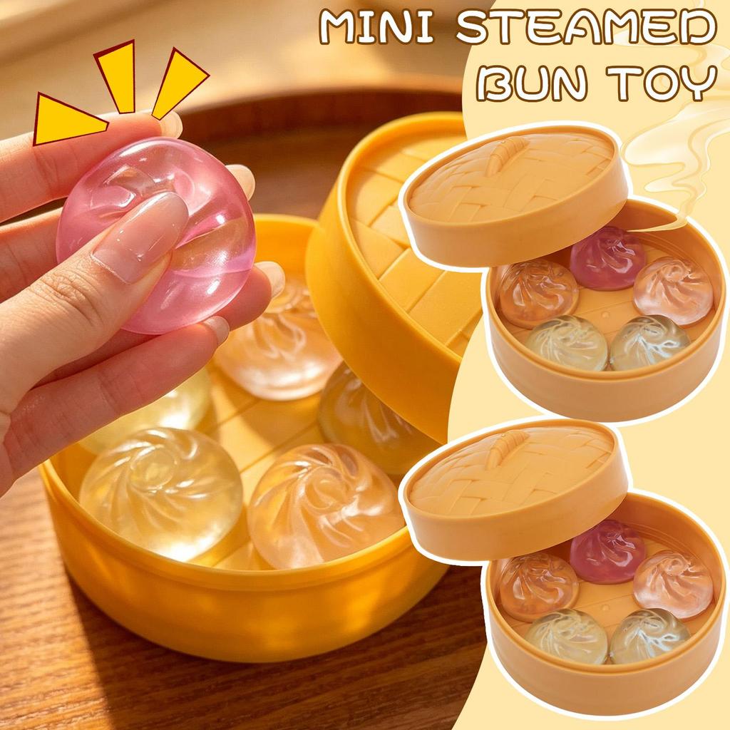 [Pure Living] Kawaii Bun Steamer ชุดของเล่น-คริสตัลบีบ Squishy Sensory ความเครียดบรรเทาของเล่น Party Favors ของขวัญ [ไม่ซ้ําใคร]