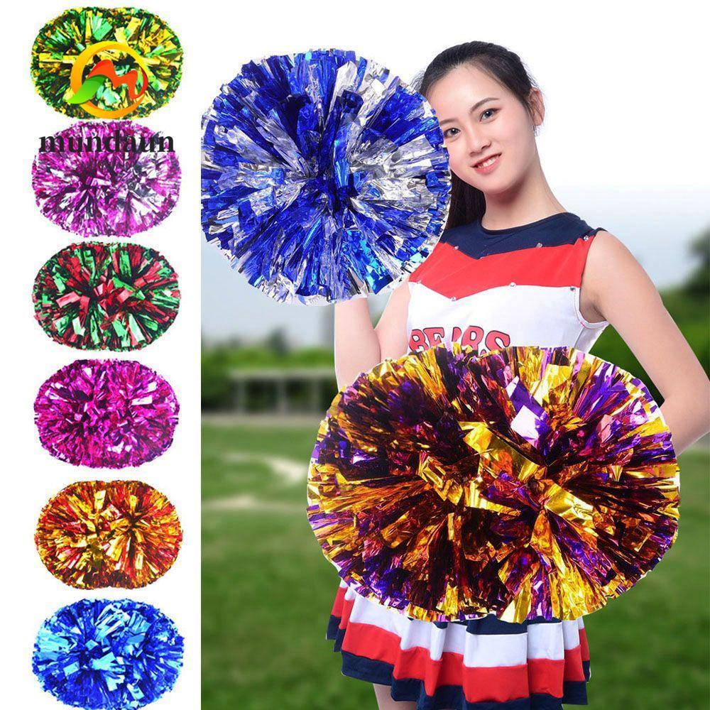 MUNDAUN Pom เชียร์ลีดเดอร์ Poms ชุดเครื่องแต่งกายแฟนซี Double hole handle Dance Party Decorator