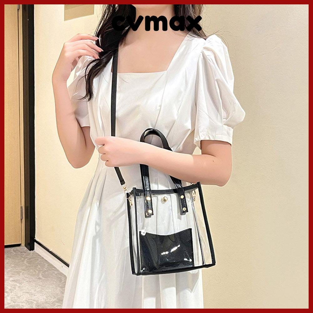 CVMAX Jelly กระเป๋าถือ, กระเป๋าสะพายข้าง PVC กันน้ํา, พร้อมกระเป๋าใบเล็กน้ําหนักเบากระเป๋าเยลลี่ใสผู้หญิง