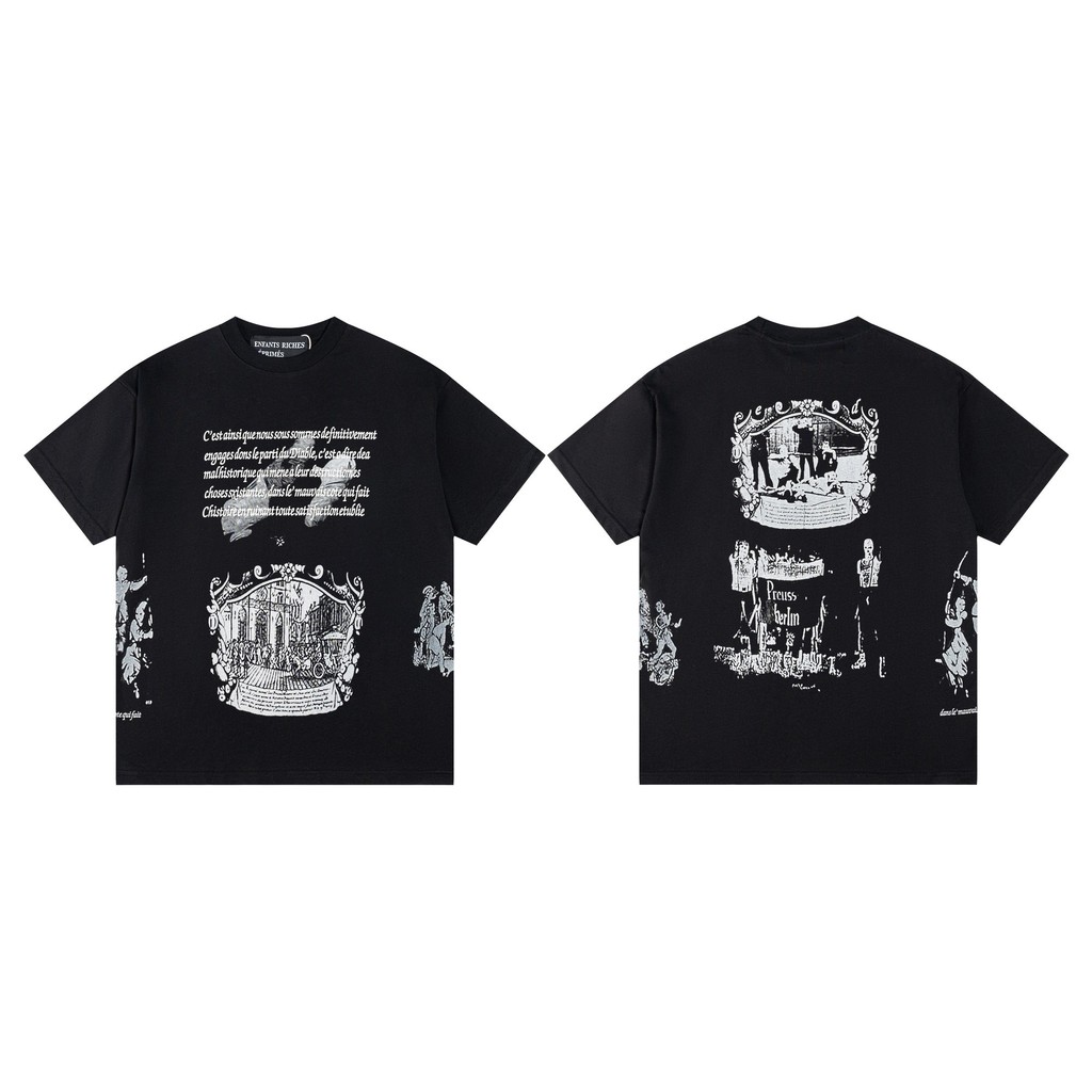 2026ERD Melanchon Fu รุ่นที่สองใหม่หลวม Casual Letter รูปแบบตัวอักษรพิมพ์รอบคอแขนสั้นเสื้อยืด