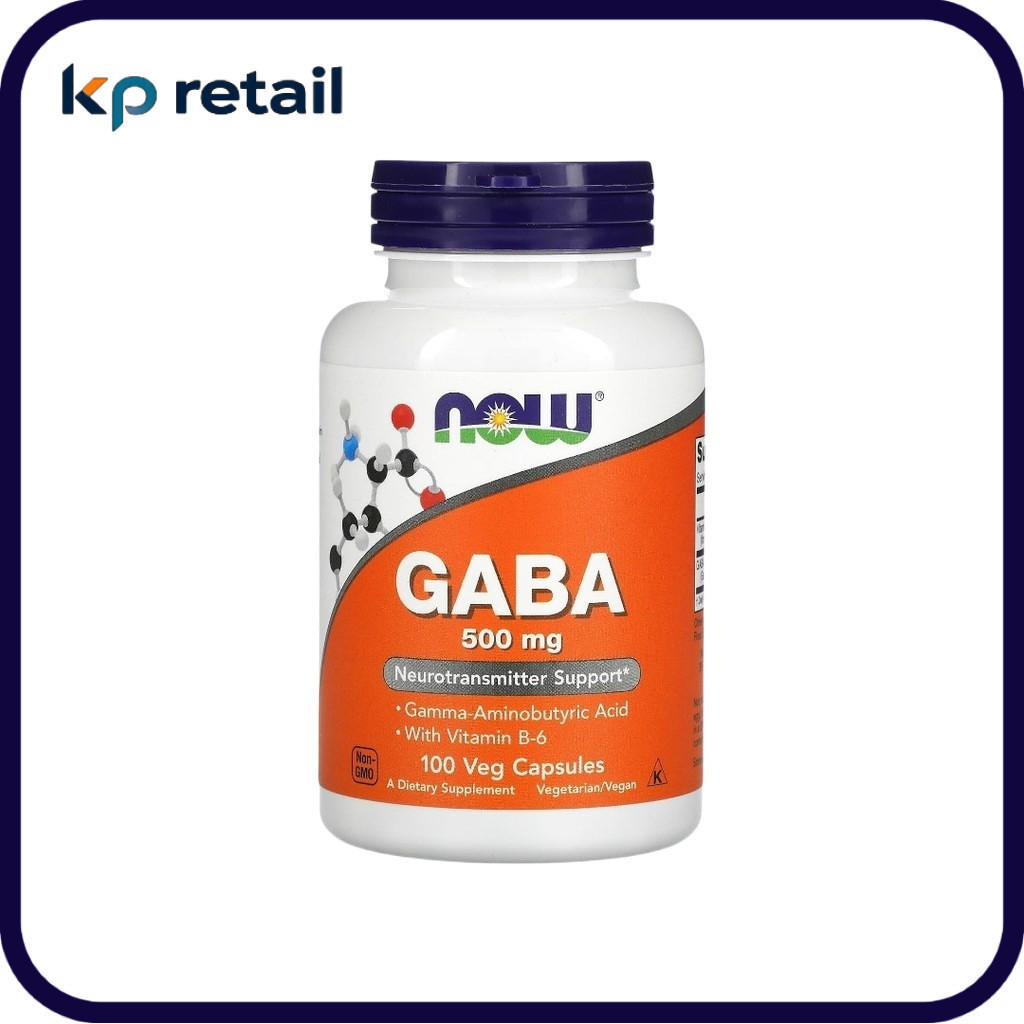 🚀 NOW Foods  GABA with Vitamin B-6  500 mg, 100 Veg Capsules