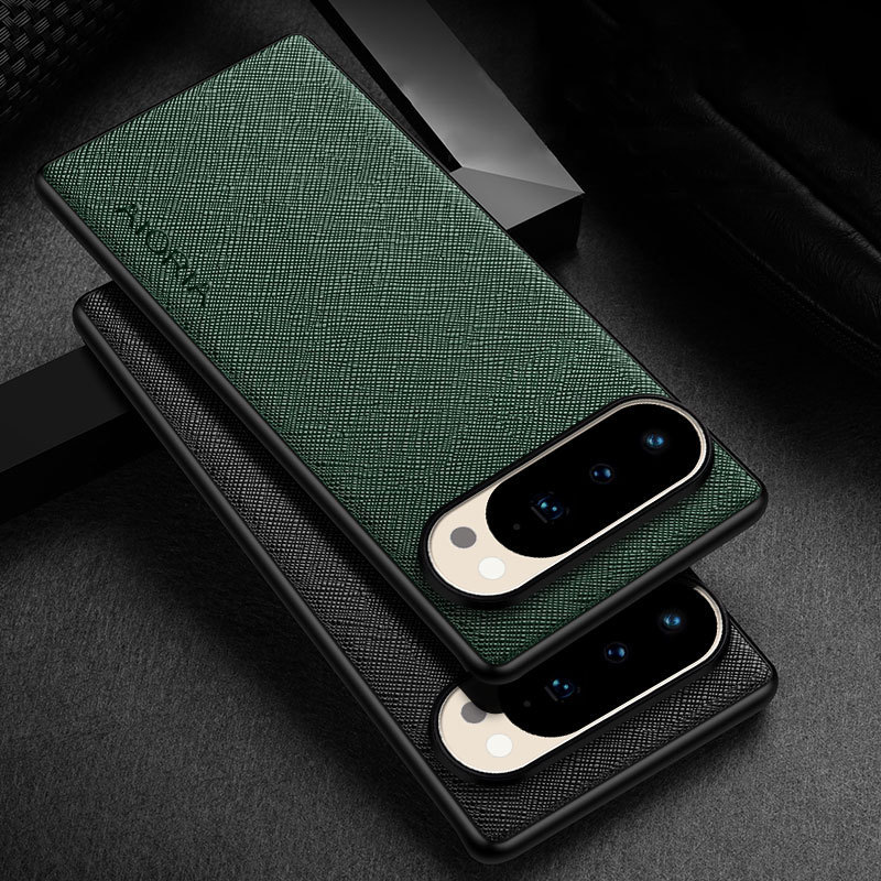 Google Pixel 9 Pro XL Pixel 9A Case Premium Cross Grain Leather Texture Business กันกระแทก Anti-Scra