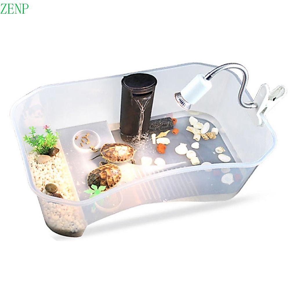 ZENPULSE กล่องเต่า Vivarium, Basking Ramp เปิดประเภทเต่าพิพิธภัณฑ์สัตว์น้ํา, กล่องอาหารปลาทอง Water Land Dual ใช้ถังสัตว์เลื้อยคลานพลาสติกสี่เหลี่ยม