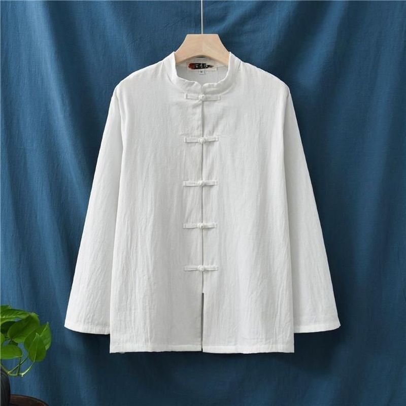 棉中式立领太极服女练功男春秋居士服中老年武术装佛系文艺茶服Tai Chi practice clothes, martial arts clothes, and Tai Chi costumes fo
