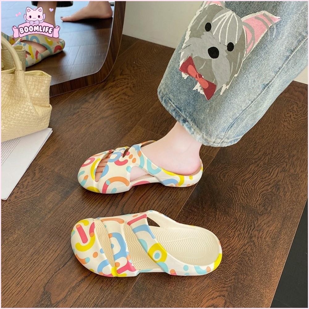 BOOMLIFE 1 คู่ EVA สไลด์, ปิด Toe Design Non-Slip Sole ผู้หญิงs รองเท้าแตะ,สไตล์ลําลองชิ้นเดียวขึ้นรูปกันน้ําสร้างวัสดุ EVA รองเท้าแตะชายหาดห้องน้ําใช้