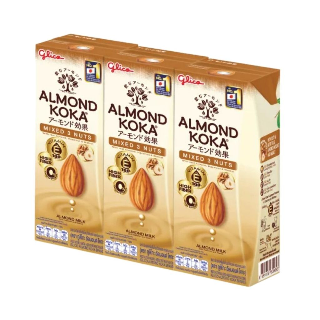 กูลิโกะ อัลมอนด์โคกะมิกซ์3นัทมิลค์ Glico Mixed 3 Nuts Milk 1ltr.