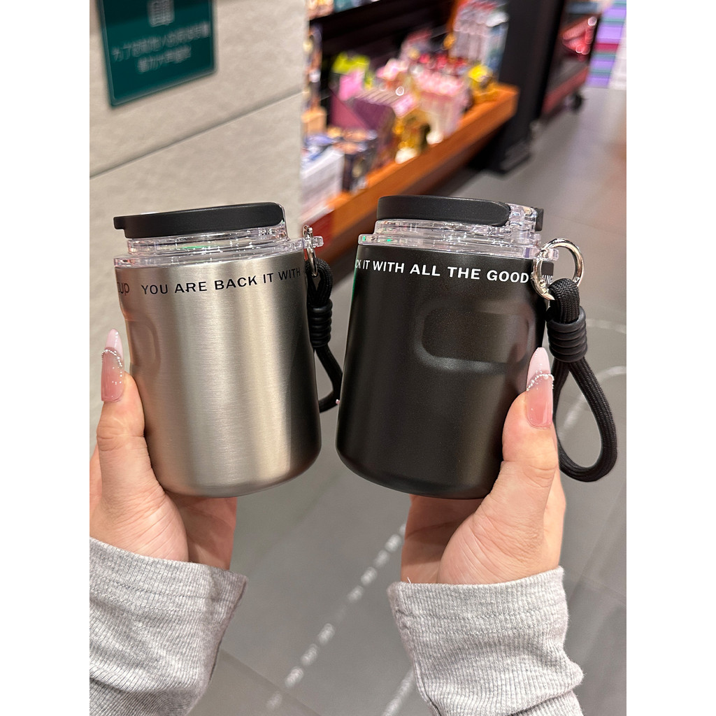 American Coffee Thermos Cup Ladies High-value 2025 สํานักงานสไตล์ใหม่ถ้วยพกพาขนาดเล็กสไตล์ ins เรียบ
