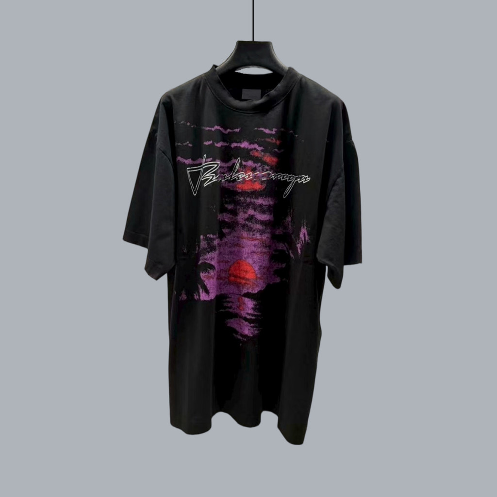 DIB Sunset Sunset ผู้ชายผู้หญิงหลวมเสื้อยืดพิมพ์ดิจิตอล