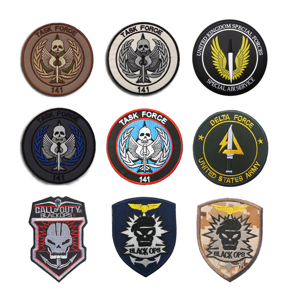Call of Duty Task Force 141 ปัก Hook Loop Patch ชุด Skull และ Winged ดาบ Motives สําหรับกระเป๋าเป้สะ