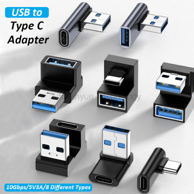 LIKAIYUE 90/180 องศา USB to Type C อะแดปเตอร์ OTG Connector USB C 3.0 ชาร์จชายหญิง Converter สําหรับโทรศัพท์ Android คอมพิวเตอร์แท็บเล็ต