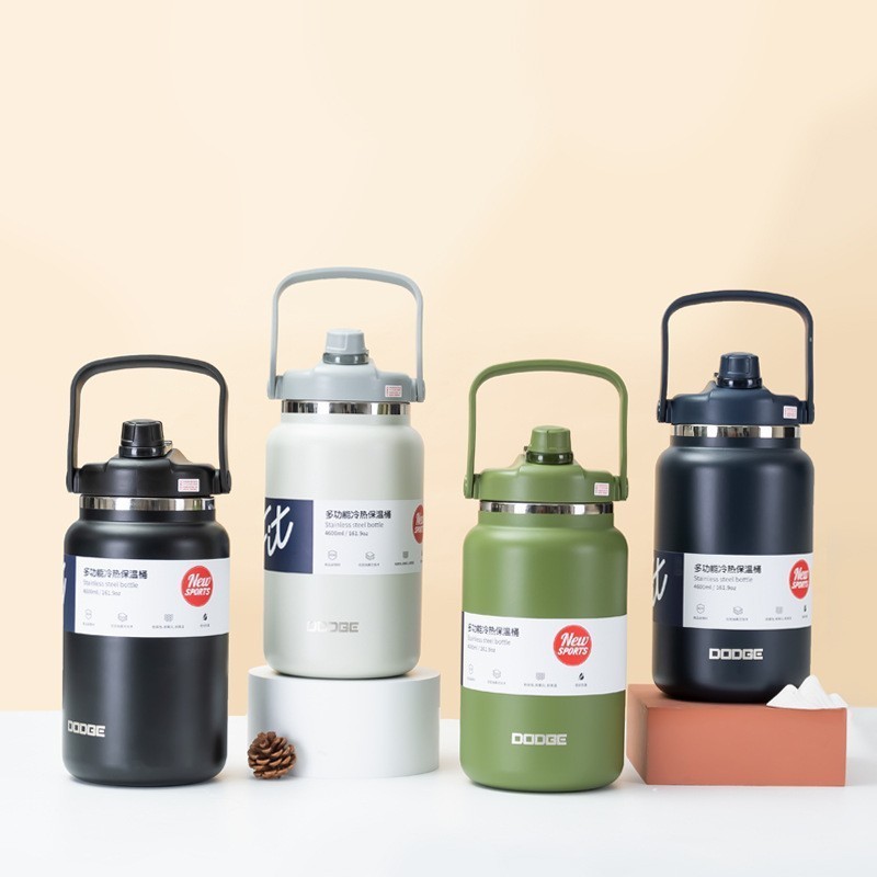 4600ML Dodge Straw Cup Thermos Cup Outdoor Camping Travel ฉนวนกันความร้อนเก็บความเย็นขวดน้ําฉนวนกันค
