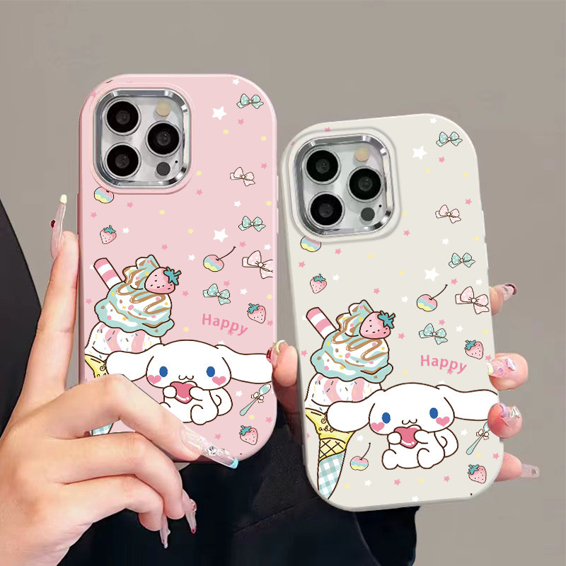 จัดส่งฟรีในพื้นที่ เคสโทรศัพท์โลหะกระต่ายการ์ตูนสีขาวสำหรับ iPhone16 14 13 11 6 7 8 plus pro promax