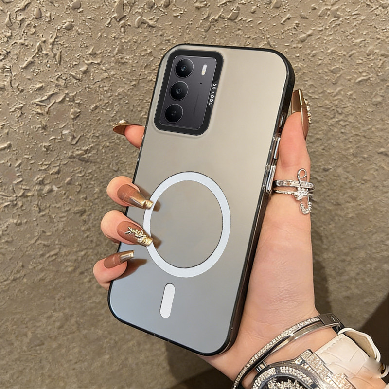 เคสสําหรับRealme c75 c71 c75x c73 C85 4Gเคสโทรศัพท์เคสแข็งกันกระแทกออกแบบใหม่ความงามFrostedแม่เหล็กสําหรับสาวน่ารักสีดําCYBS1