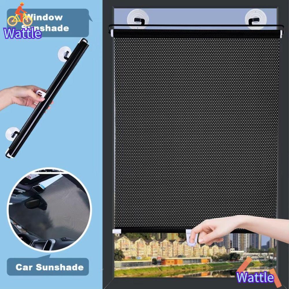 WATTLE Roll Curtain, Movable No Drill Blackout Roller Blind, ผ้าม่านพร้อมถ้วยดูด Blackout Shades Home