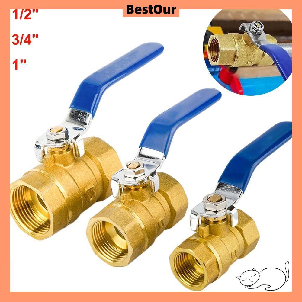 BESTOUR บอลวาล์วทองเหลือง, 2P ทองแดงบริสุทธิ์ Full Port Ball Valve, 1/2 "3/4" 1" ทนต่ออุณหภูมิสูงวาล์วหญิง