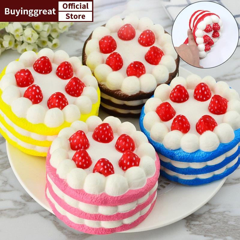 TST Kawaii เค้กช้า Rising ความเครียดบรรเทาบีบของเล่นเด็ก PU Soft Dpression ของเล่นจําลองอาหารเค้กบีบของเล่น SG