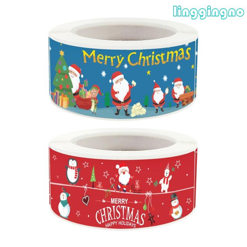 RR 120 ชิ้น Merry Christmas สติกเกอร์สี่เหลี่ยมผืนผ้าสติกเกอร์วันหยุดสติกเกอร์ของเล่นเด็ก