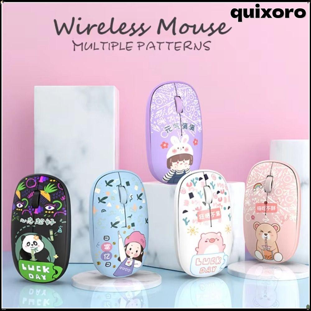 QUIXORO เมาส์ไร้สาย, 2.4Ghz Silent Bluetooth Mice, ของขวัญน้ําหนักเบา Bluetooth 5.0 เมาส์คอมพิวเตอร์ Office