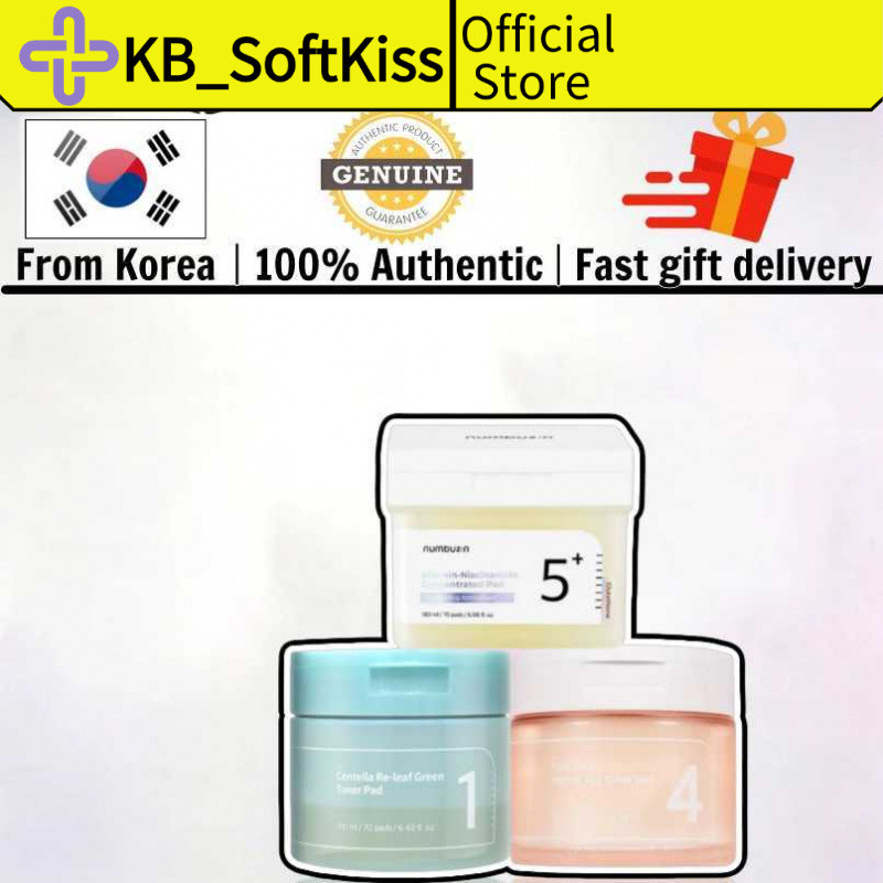 numbuzin No.5+ Concentrated Pad 180ml 70 แผ่น ฟองน้ำนุ่มลดรอยดำกระจ่างใส หรือ No.1 Green Toner Pad 7