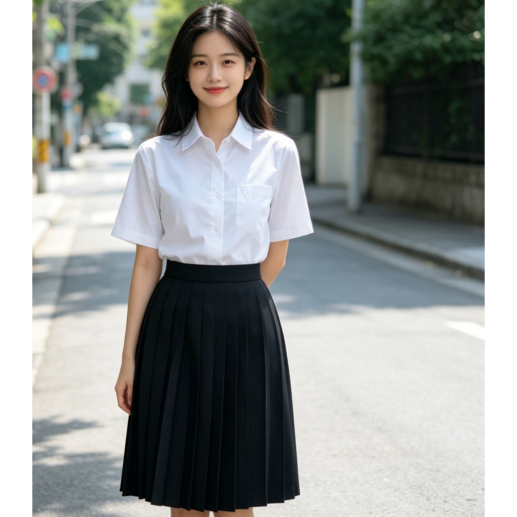 กระโปรงพลีทนักศึกษาสีดำ เกรดพรีเมียม จีบถาวร รูปที่ 2