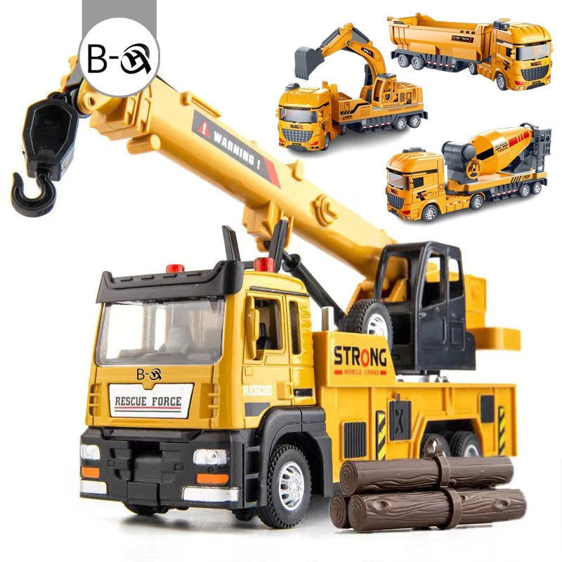 BHQ รถของเล่น โมเดลรถก่อสร้าง โมเดลรถเครน มีเสียงและแสง สามารถเล่นได้สมจริง ปรับยกขึ้น-ลงได้