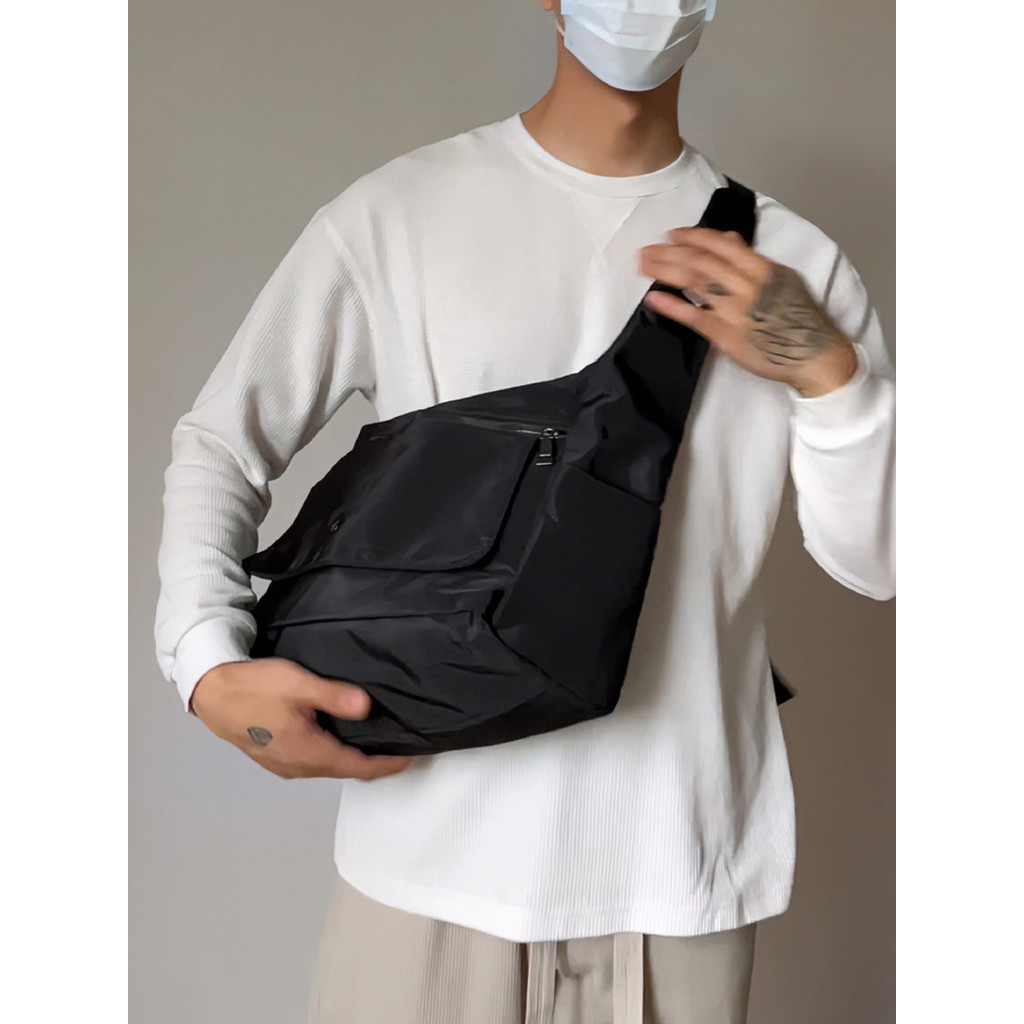 OKKO Peripheral All-Match สีดํา Casual คู่รถจักรยานยนต์ขี่ไนลอนกันน้ําสีทึบ Large-Capa