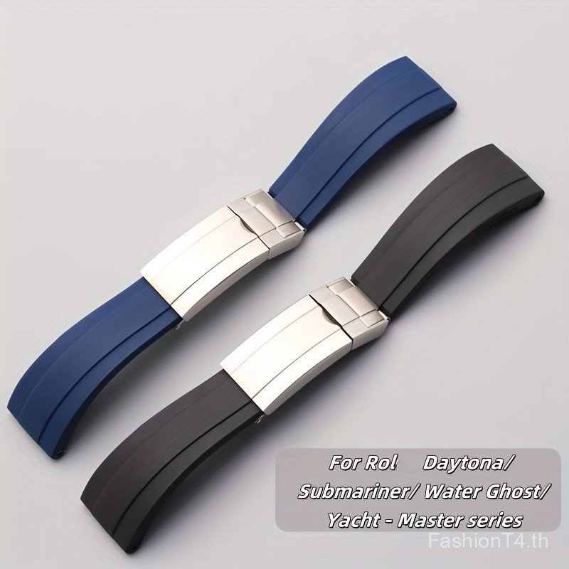 20/21/22 มม.สายนาฬิกายาง Unisex ปรับได้สําหรับ Rol Daytona/GHOST ธุรกิจสบายๆสแตนเลส Loop Buckle