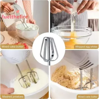 [Feel] 1/2/4 ชิ้นเครื่องตีไข่ไฟฟ้ากวนตะขอ,สแตนเลสทนทานมือถือไข่ปัดผสม Sti Kitchen Mixer [ใหม่]