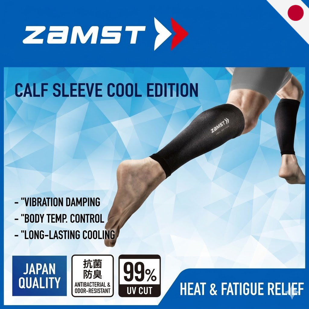 ZAMST Cool Edition Calf Sleeve - Compression Cooling Socks Running Basketball Volleyball Japan