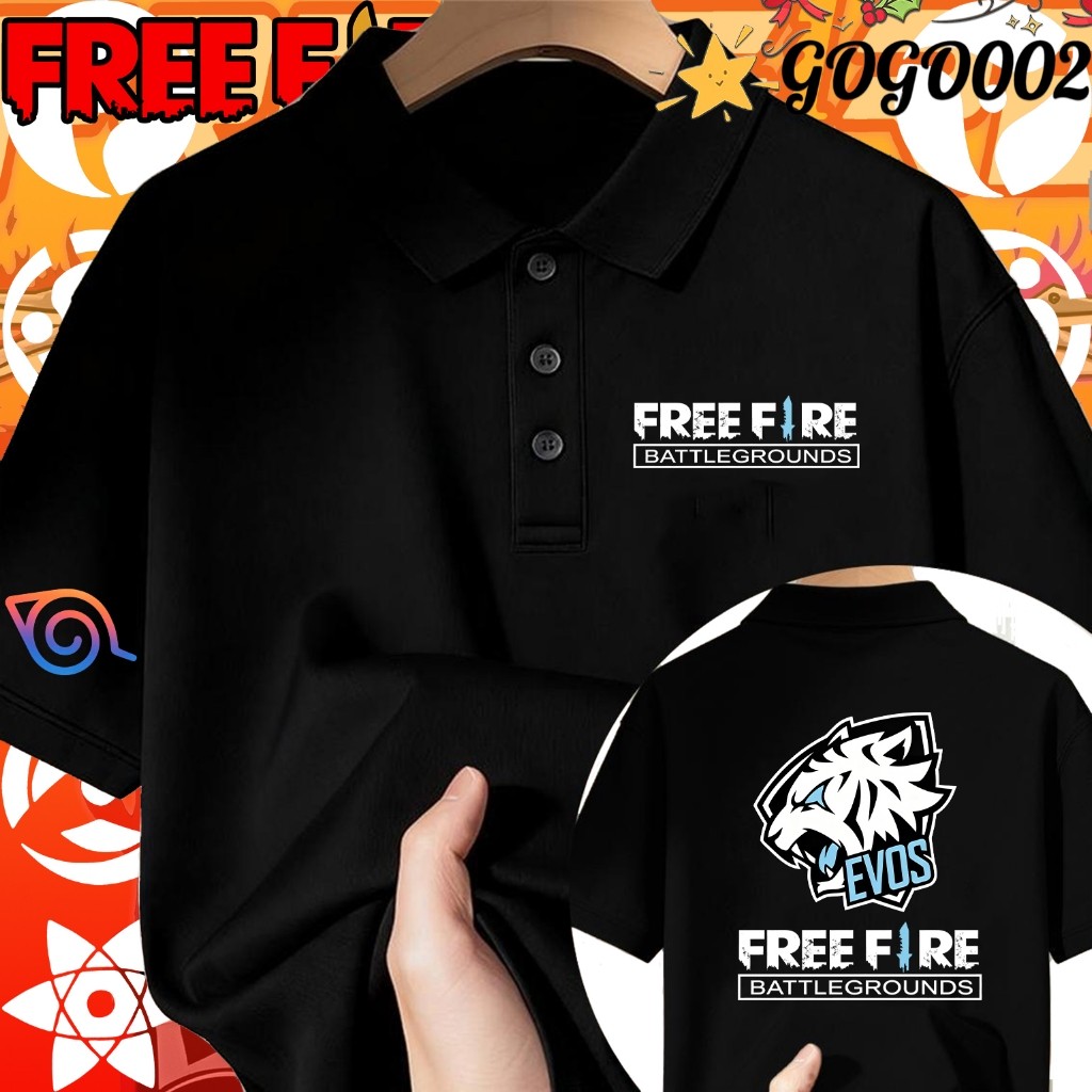 NEW เสื้อโปโล Free Fire Evos Cees Gank Naruto Polo shirt เสื้อก้าวไกล พร้อมส่ง ผ้าCotton ใส่ได้ ทั้ง ชาย ใส่สบาย#012