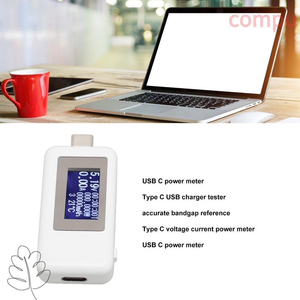 COMPU USB C Power Meter,จอแสดงผลดิจิตอล 0-5.1A 4-30V 0-155W Type C Voltage Current Power Meter, 0 ถึ