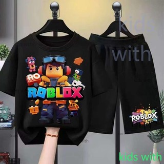 ชุดเสื้อและกางเกงเด็ก ROBLOX สุดฮิต แฟชั่นเกมส์เด็กๆ เหมาะกับฤดูร้อน ใส่สบาย ทุกวัย