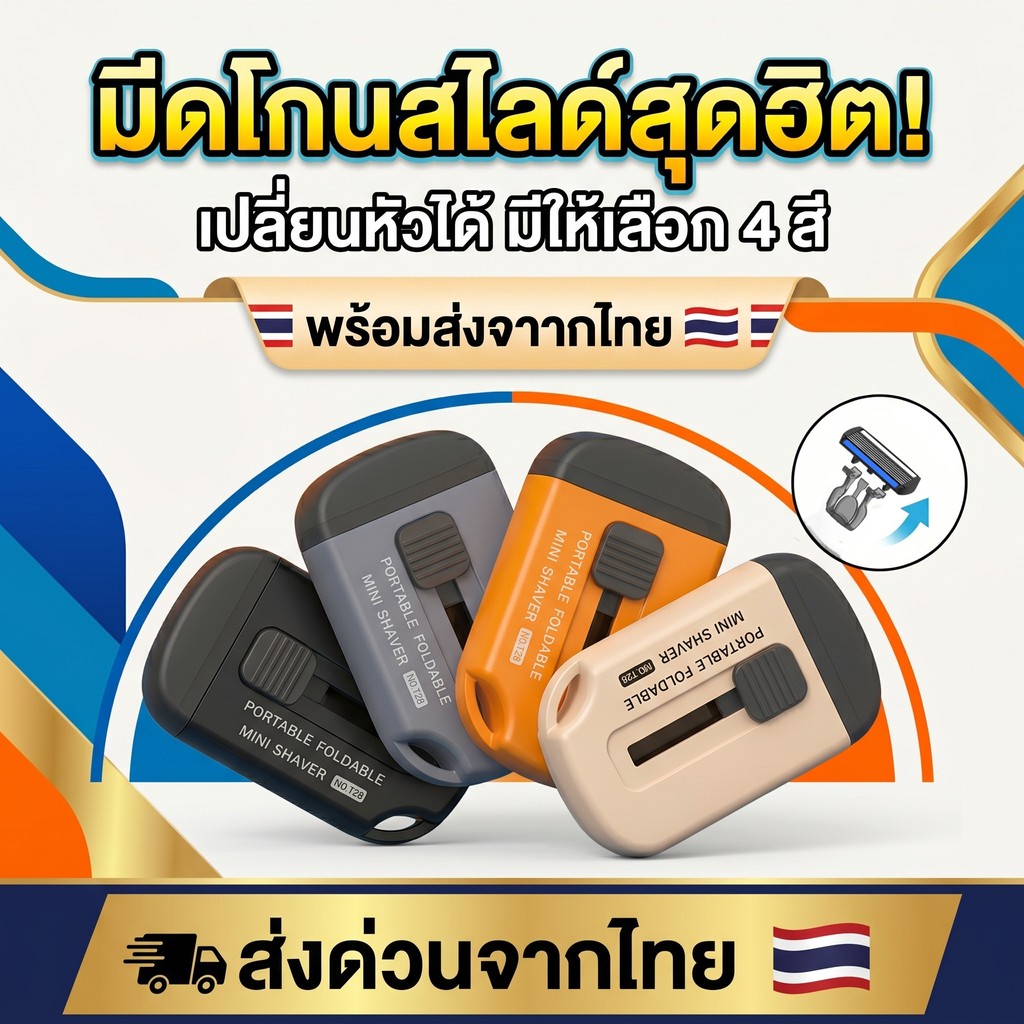 มีดโกนแบบใช้มือ มีดโกนหนวดพกพา 6 ชั้น แบบสไลด์ Mini Shaver โกนหนวดง่ายเรียบเนียน อุปกรณ์เดินทาง ส่งไวจากไทย