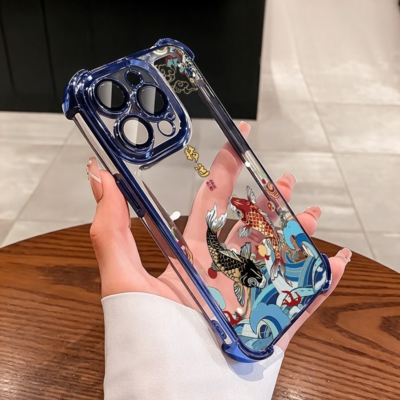ชัดเจน เคส สำหรับ OPPO Reno 15 15F 14F 13F 12F 11F 14 12 13 11 F 10 8T 7Z 8Z 8 Pro 7 Luxury Premium Wealth Richน่ารักปลาโปร่งใสชุบกันกระแทกกรณีโทรศัพท์อ่อน