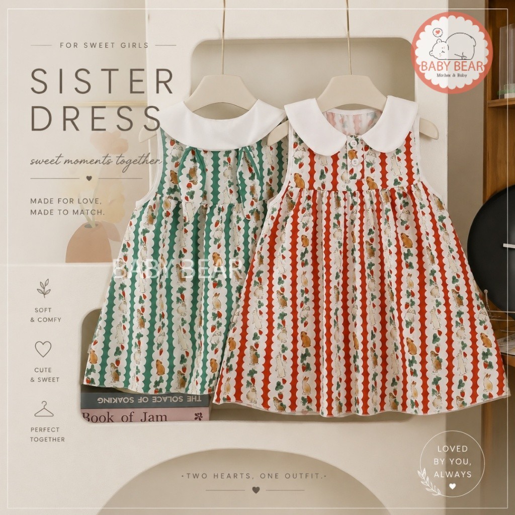 ชุดกระโปรงเด็ก เดรสเด็กหญิงลายผลไม้คอปก Dress เดรสเด็กคอปกสุดคิ้วท์